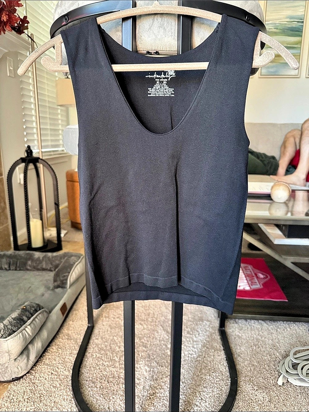 Free People Seamless V-Neck Cami Black Tank Top Size M/L